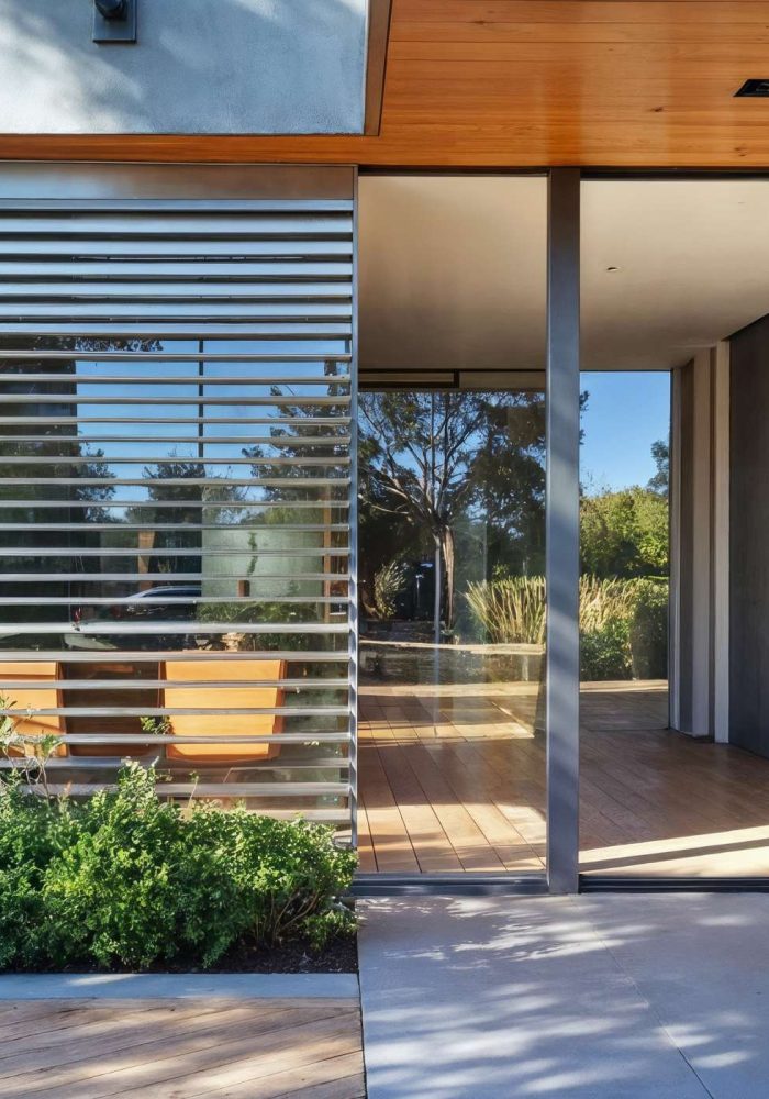 Detailansicht eines modernen Neubaus mit großen Fensterflächen und überdachter Terrasse, umgesetzt von Pradabau als Bauunternehmen im Raum München mit hohem Anspruch an Qualität und Design.